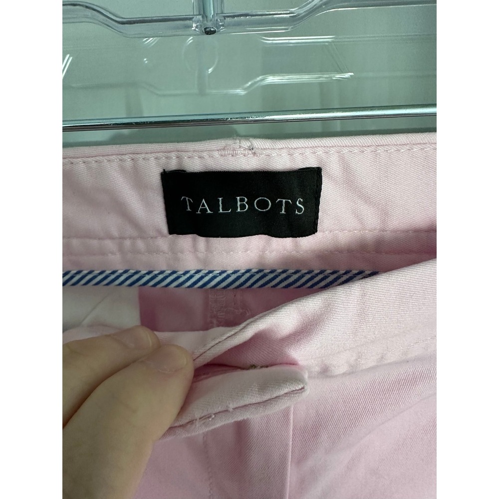 Talbots Relaxed Chino Pants Women's 10 Pink Button Front Pockets Solid Preppy - Picture 2 of 8